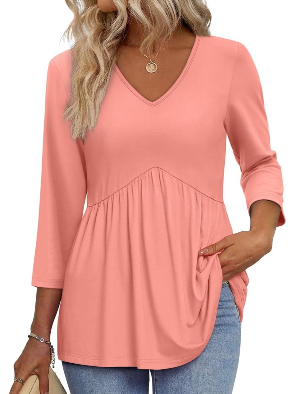 3/4 Length Sleeve Womens Tops 2026 Blouses for Women Dressy Casual Fashion Cloth